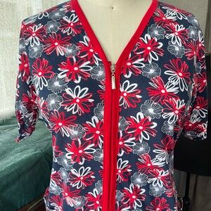 Cotton robe, floral cotton robe with zipper, 3XL, new